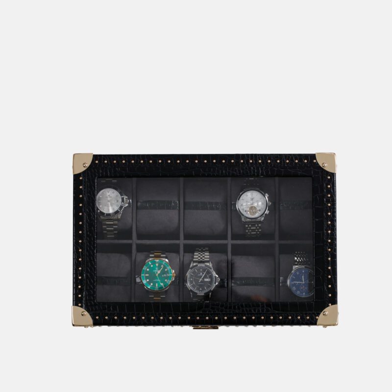 10 peiece Watch Box Crocodile Leather Case with Window