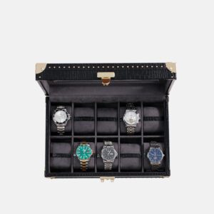 10 peiece Watch Box Crocodile Leather Case with Window