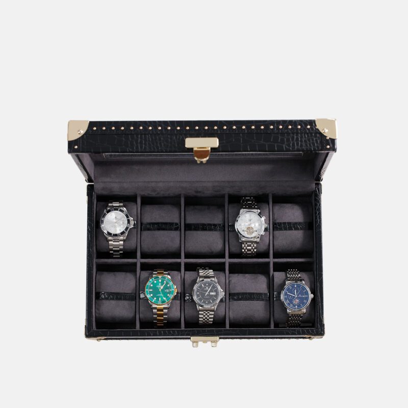 10 peiece Watch Box Crocodile Leather Case with Window