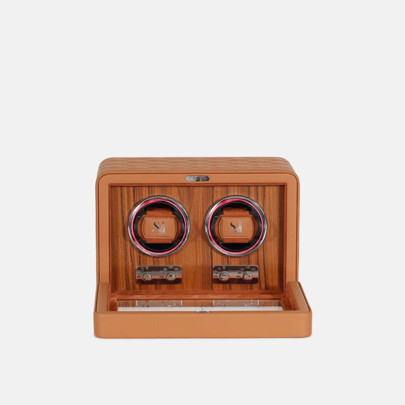 2 Slot Quilted PU Leather Watch Winder