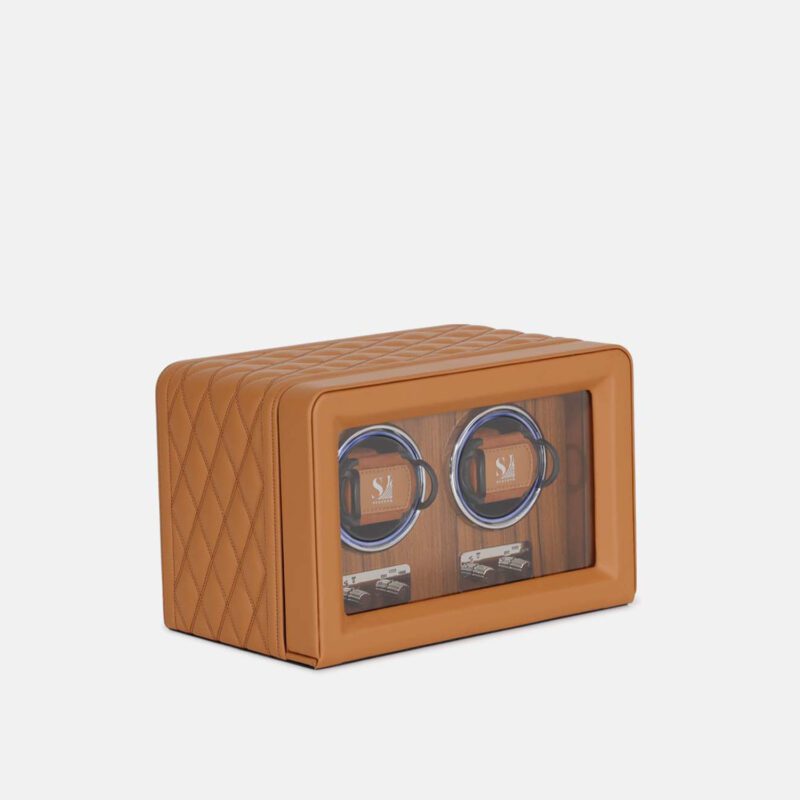 2 Slot Quilted PU Leather Watch Winder