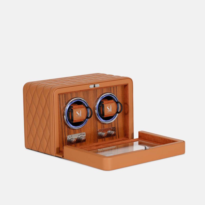 2 Slot Quilted PU Leather Watch Winder