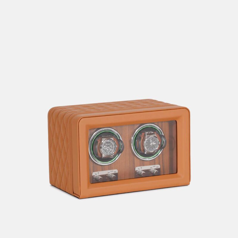 2 Slot Quilted PU Leather Watch Winder