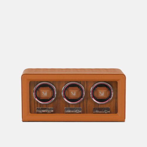 3 Slot Quilted PU Leather Watch Winder