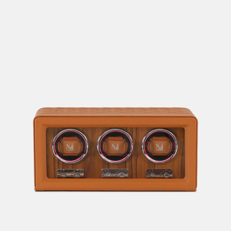 3 Slot Quilted PU Leather Watch Winder
