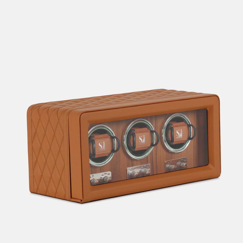 3 Slot Quilted PU Leather Watch Winder