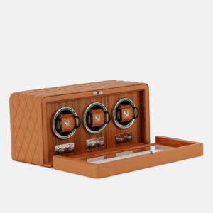 3 Slot Quilted PU Leather Watch Winder