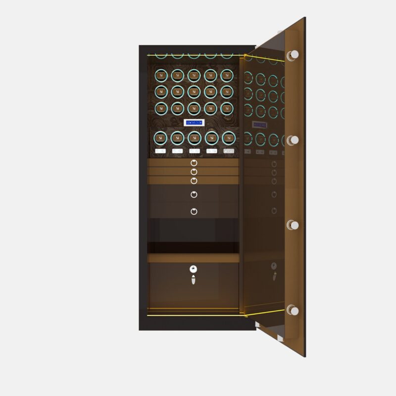 W0130-01001 (1) Luxury 20-Rotor Watch Winder Safe - High Security Jewelry Vault with SecuRam Lock