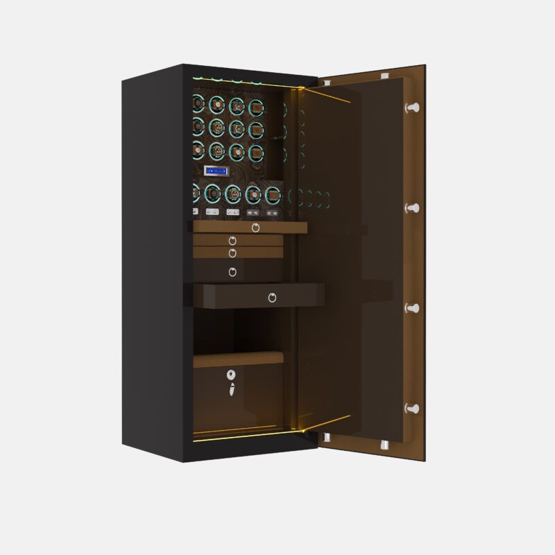 Luxury 20-Rotor Watch Winder Safe - High Security Jewelry Vault with SecuRam Lock