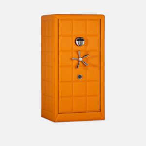 WS0131-01001 (3) 8-Rotor Bio-metric Watch Winder Safe in Quilted Orange Microfiber Leather