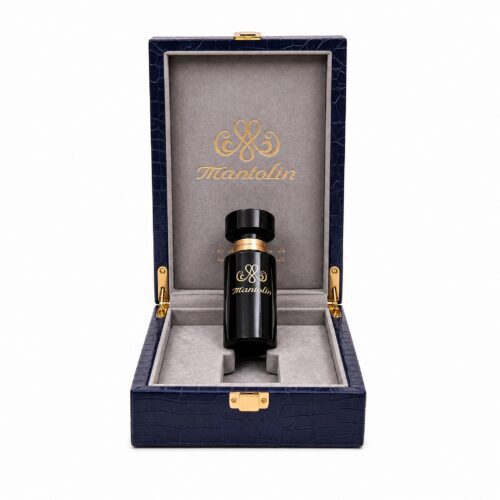 Single Perfume Bottle Box in Navy Croco PU