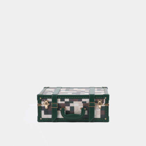 Mini Lime Green Chessboard PU Leather Trunk