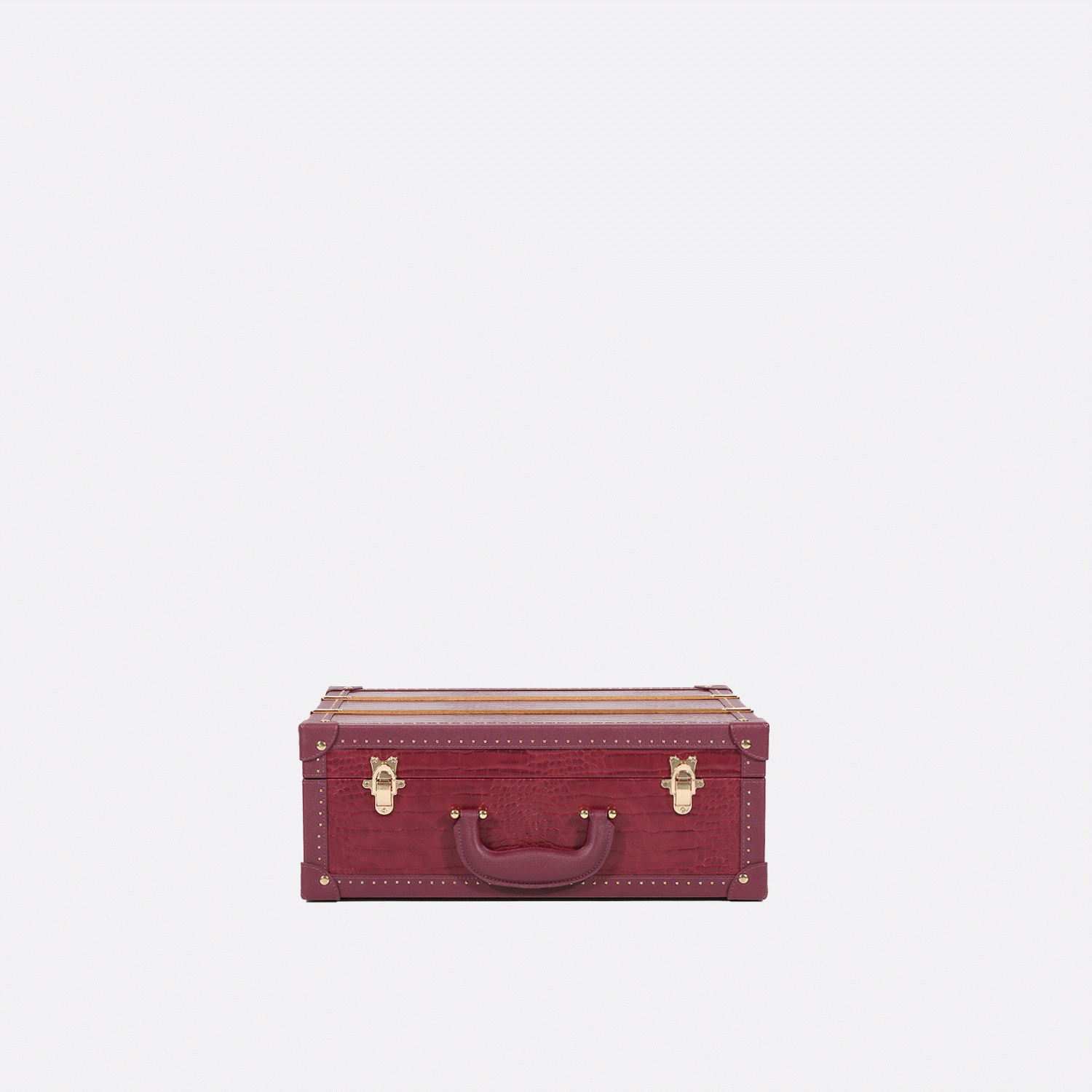 Red Crocodile Print PU Leather Vintage Leather Trunks